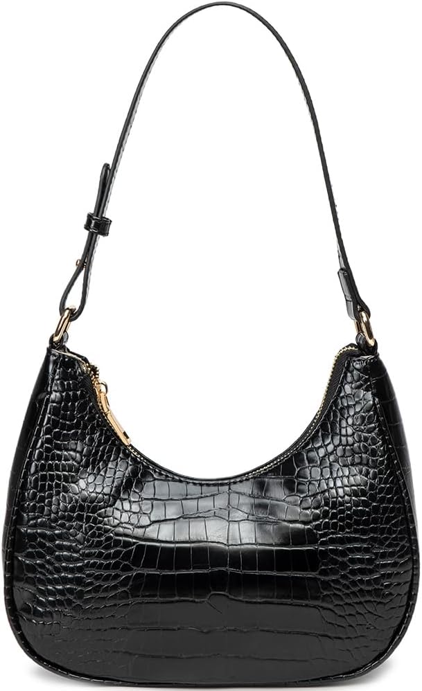 Crescent Shoulder Bags for Women Cute Hobo Tote Handbag Under the Arm Purses Mini Clutch Purse with Zipper Closure