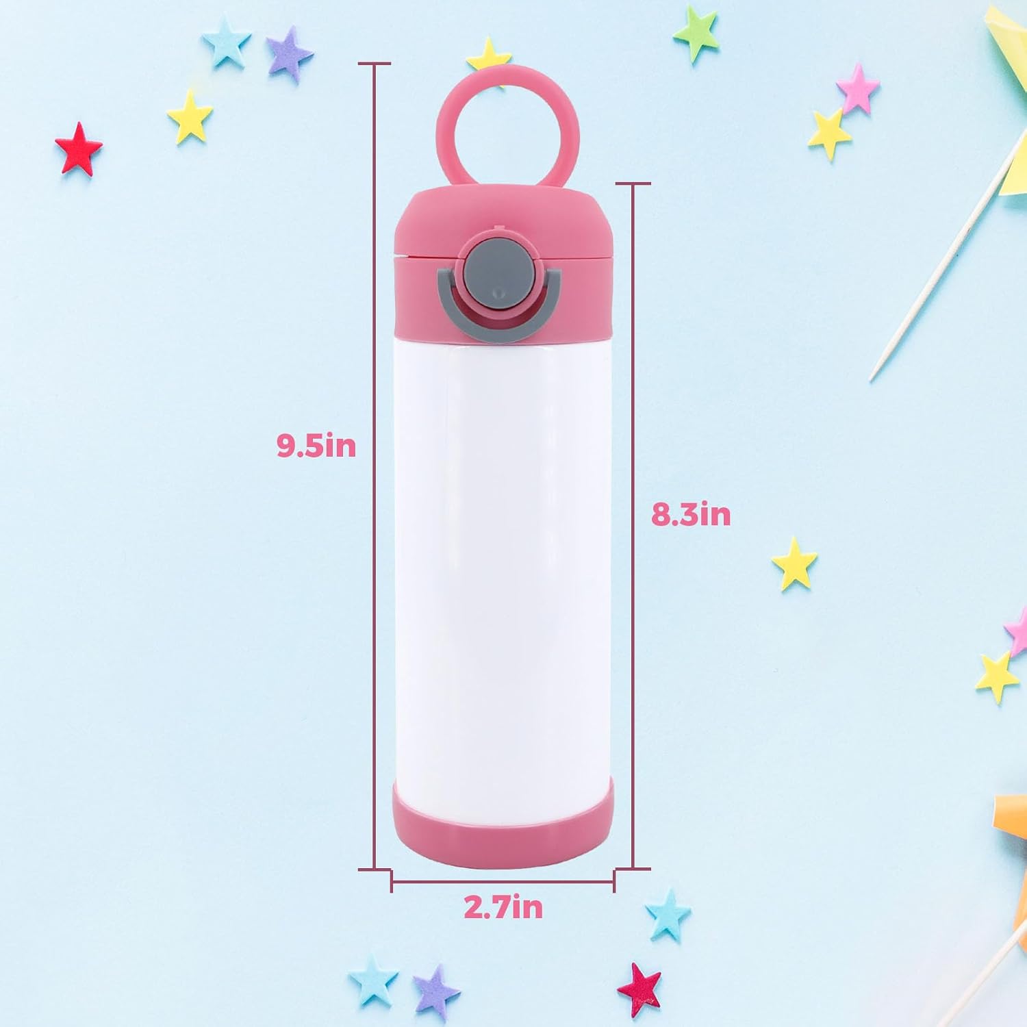 6pack Mixed coloer 12oz sublimation tumbler kids sippy cup blank stainless steel thermos kids water bottle for school toddler cups spill proof with straw and lid - Image 2