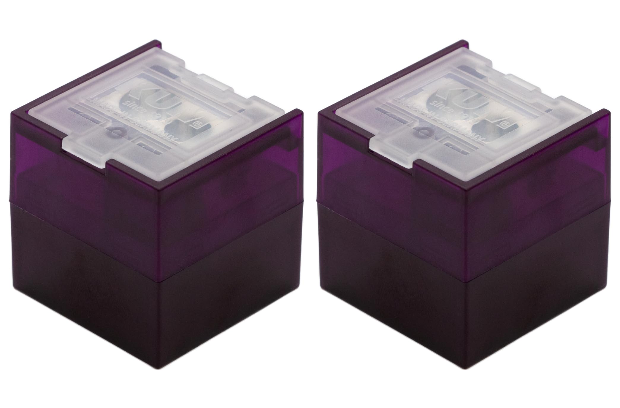 KUM AZ3810116-L - Pencil Sharpener with Holder Cube M2, 2 Pencil sharpeners Purple, Double Sharpener with Holder