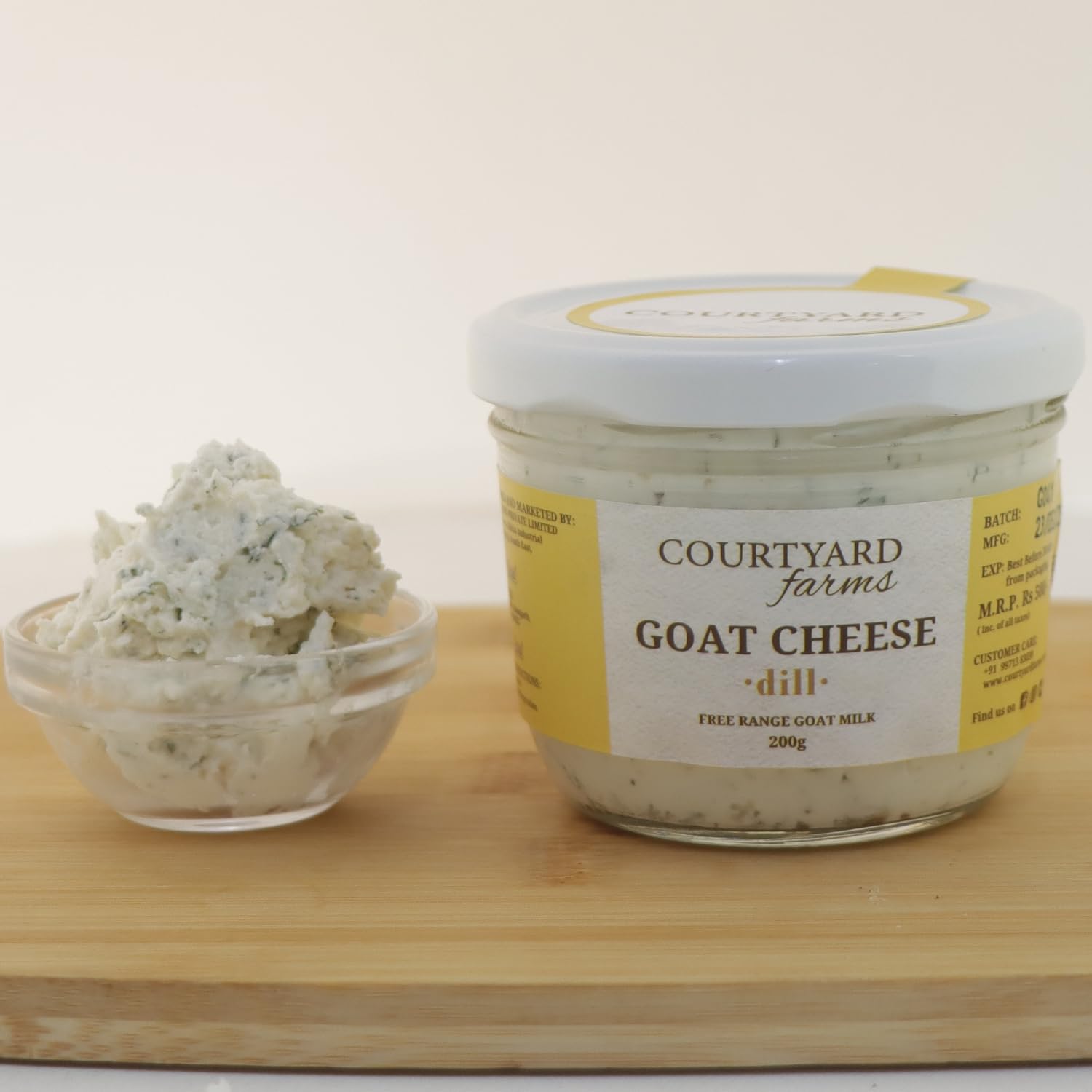 Courtyard Farms Goat Cheese with Fresh Dill and Herbs (200gms) Glass Packing 3