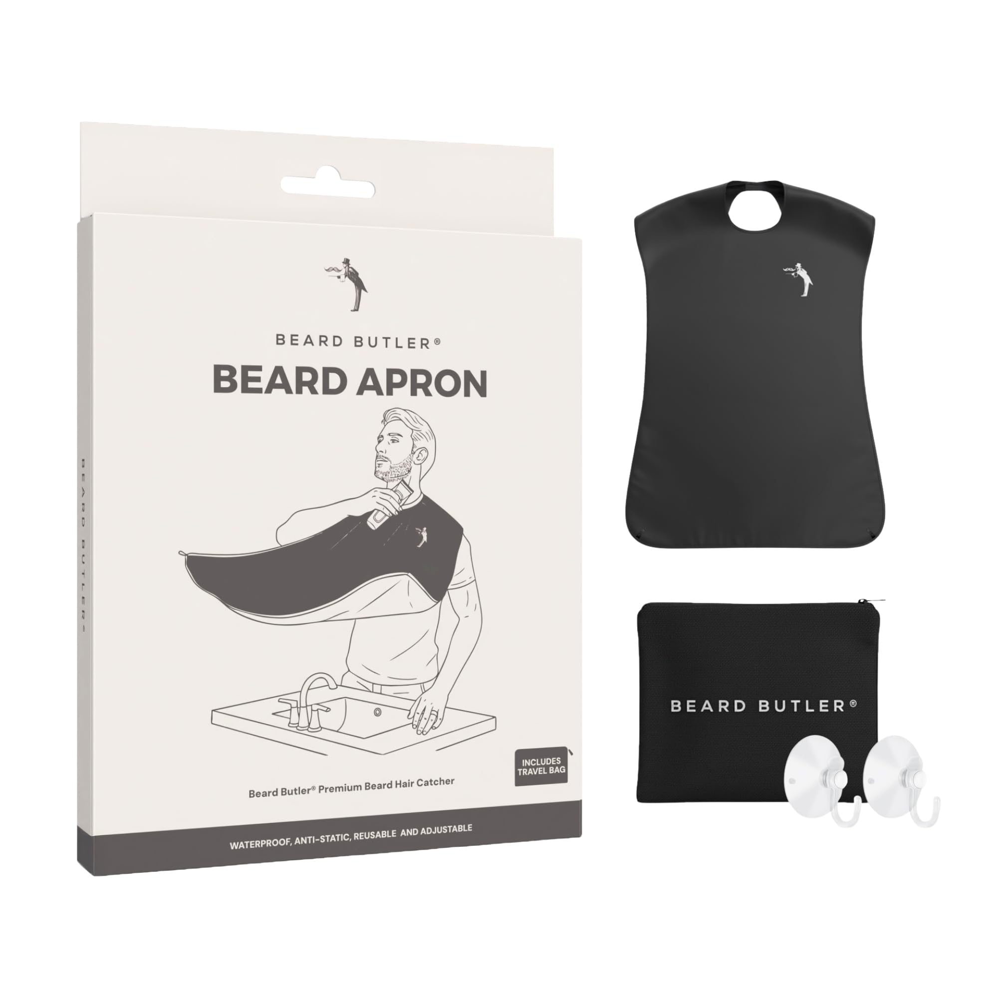 Beard Butler The Original Beard Bib Apron Beard Hair Catcher for Men Grooming Shaving Apron with Strong Suction