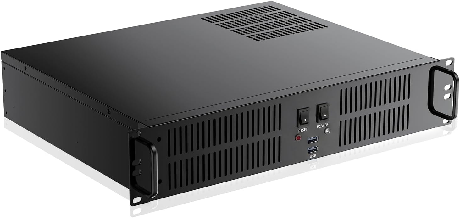 2U Micro ATX Compact Rackmount 3 x 3.5-inch HDD and 1 x 2.5-inch SSD, Chassis Support ATX PS2 PSU, USB