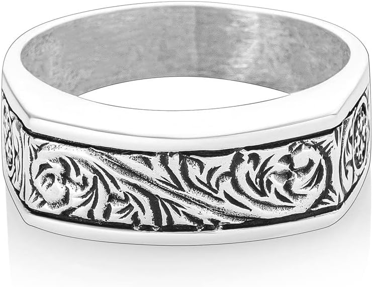 925 Sterlng Silver Handmade Engraved Ring for Men, Elegant Silver Band Rings for Women and Men, Wedding Rings for Men, Perfect gift for Special Occasions
