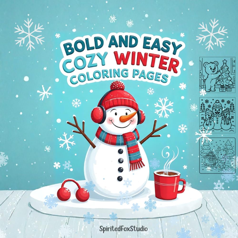 Bold and Easy Cozy Winter Coloring Pages (Cozy coloring by SpiritedFoxStudio)