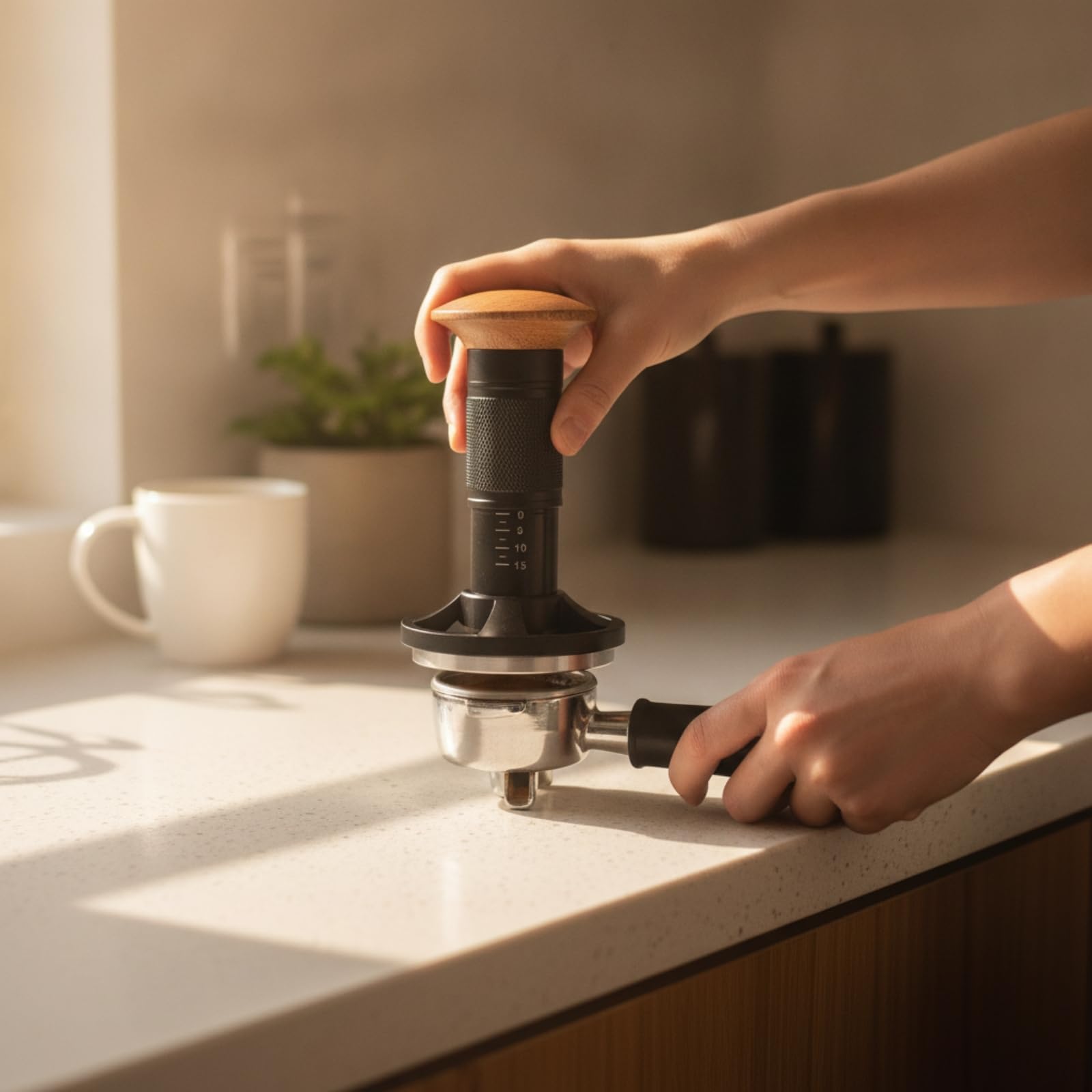 predolo Prensador Café con Resorte Ajustado Prensador Café Profesional Tamper para Baristas, 58mm
