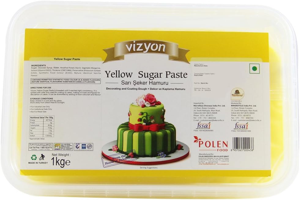 Vizyon Vizyon Sugar Paste (fondent) - Yellow 1 kg, 1000 g