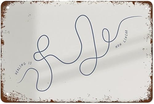 NAMEY Healing is Not Linear Poster Get Well Soon Recordatorio de cuidado personal, terapia, consejero de oficina, psicólogo, mejor vintage,