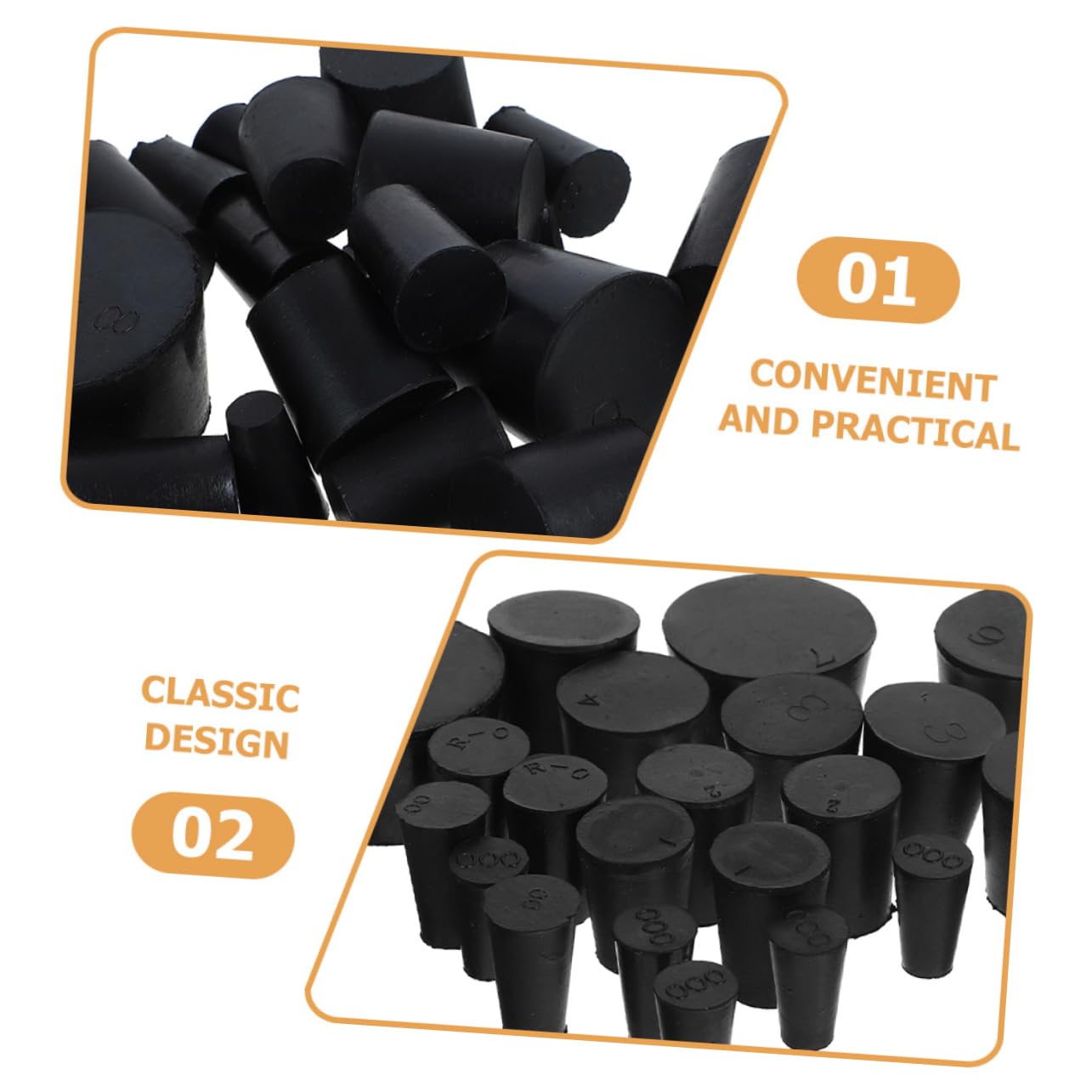 25pcs Solid Rubber Stoppers Assortment for Bottles Tubes Leak Assorted for Lab Storage Needs