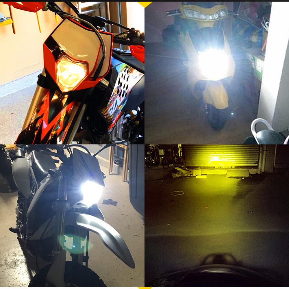 10 Pack Moto LED Phares De Moto Ampoules Deux Tons Haut Bas Faisceau Antibrouillards pour ATV Scooter Vélo Électrique Phare 12v 24v,H6