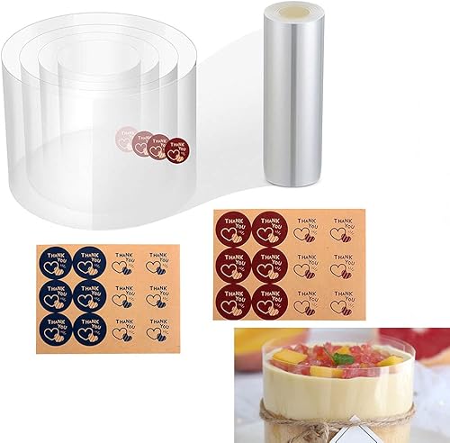 Collares para tartas de 6.3 x 394 pulgadas, rollos de acetato transparentes para tartas, hojas de acetato para hornear, decoración de bordes