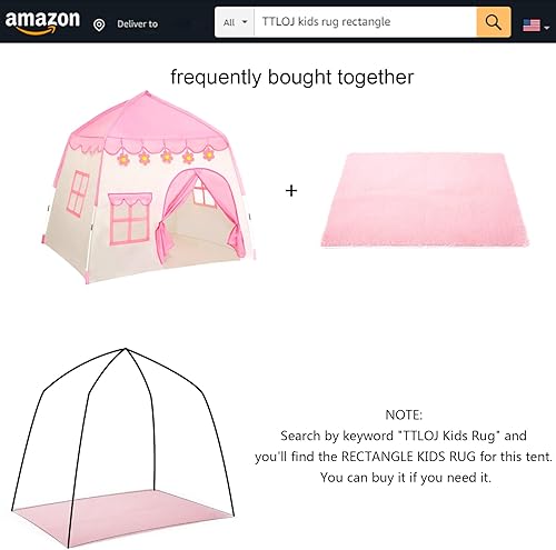 Miniatura 9 de TTLOJ Tienda de campaña de regalo para niños, color rosa para niñas, postes actualizados, castillo de princesa, juguetes de regalo para niños