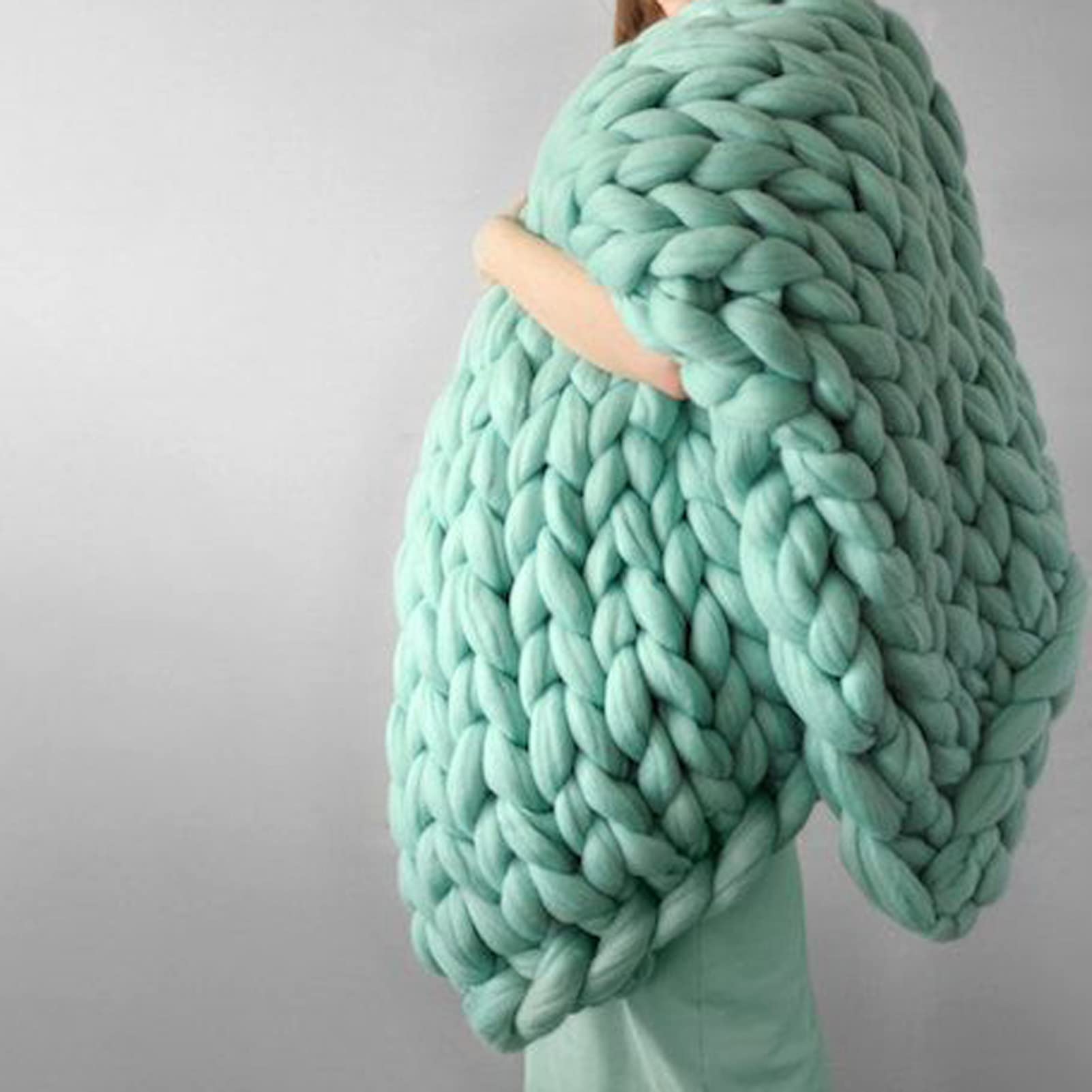 Bed Throws,Knitted Weighted Blanket,Chunky Knit Blanket,Yarn Filling-Hand woven knotted blankets for Bed Sofa Chair, chunky yarn blanket for Home Decor