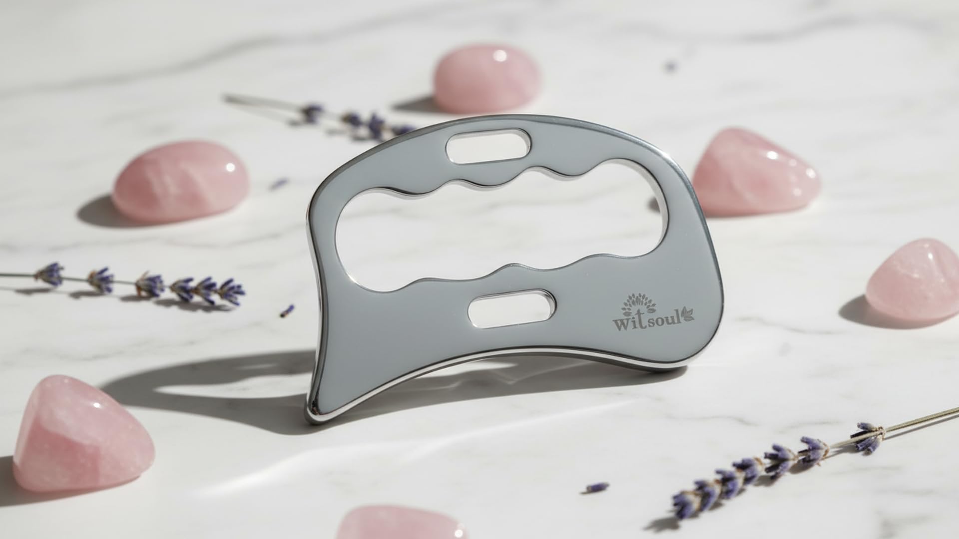 WITSOUL Gua Sha, Gua Sha Facial Tools, Stainless Steel Guasha Tool for Facial and Body SPA Accupressure Treatment Scraping Face Massage Tool (Punch Guasha)