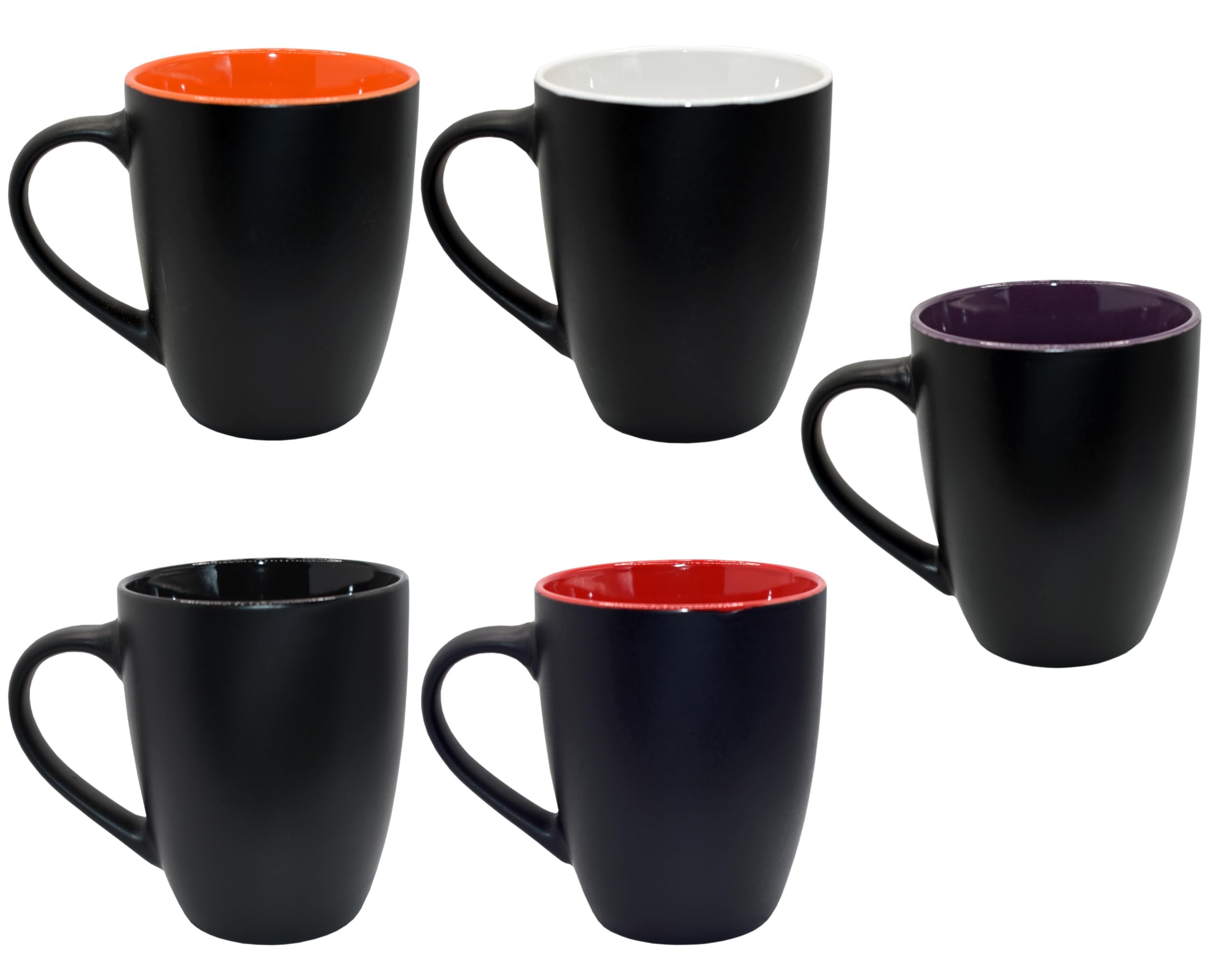 Coffee Mugs Set of 4 Durable Ceramic Mug Black Design Teacup for Hot Chocolate Latte Cappuccino Soup Microwave & Dishwasher Safe 375ml (Mugs A)