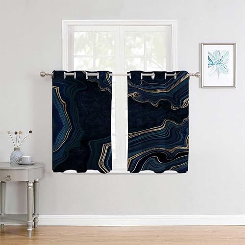 Cortinas para Habitacion Cortinas para Habitacion - Cortinas opacas con ojales de mármol negro, cortinas para puertas separadas, 63 pulgadas de