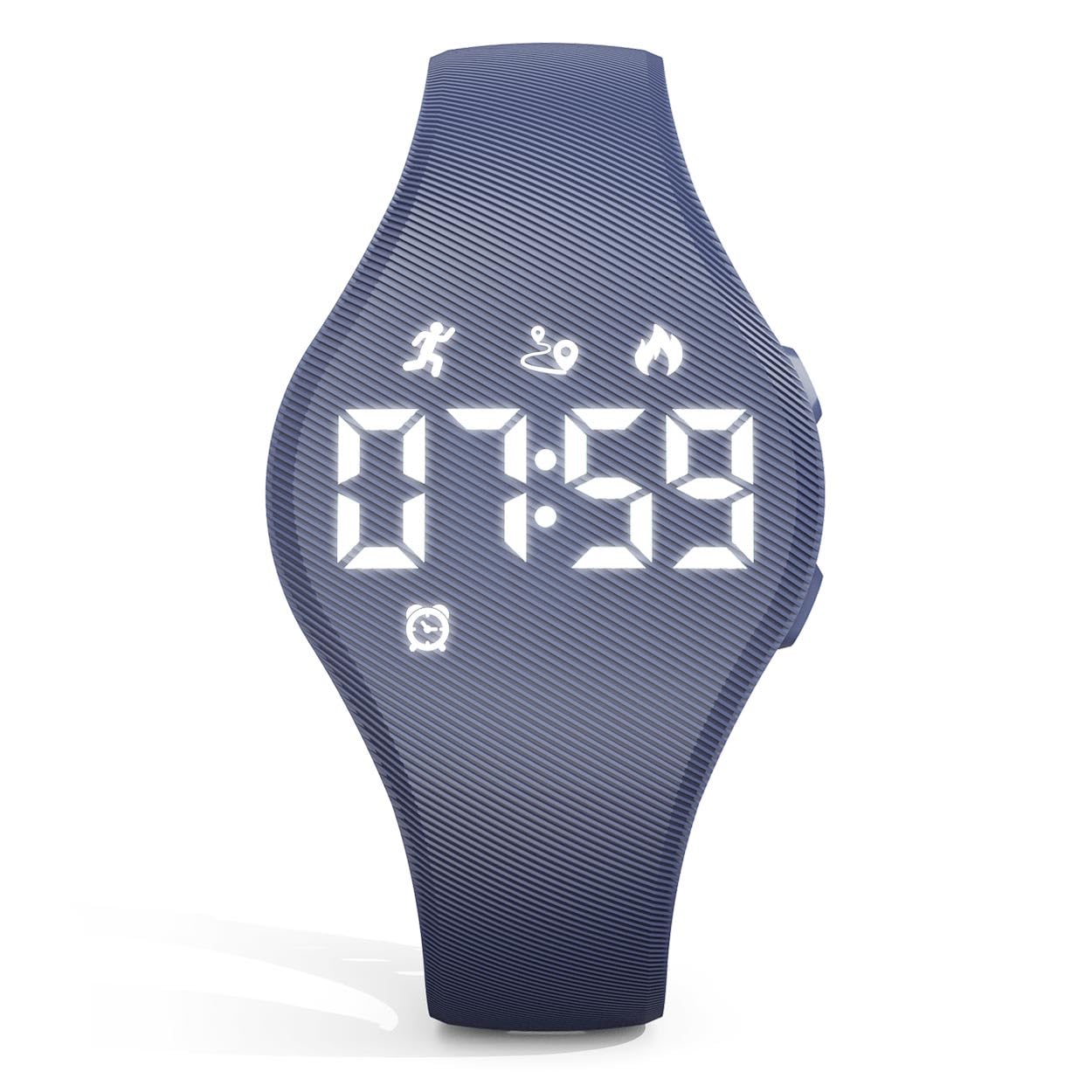 Focwony Digitale Fitness-Tracker-Uhr für Kinder mit LED-Anzeige, für 5–15 Jahre, wasserdichte Armbanduhr ohne App, mit Schrittzähler, Wecker, für Kinder, Jungen, Mädchen, Teenager (Grau)