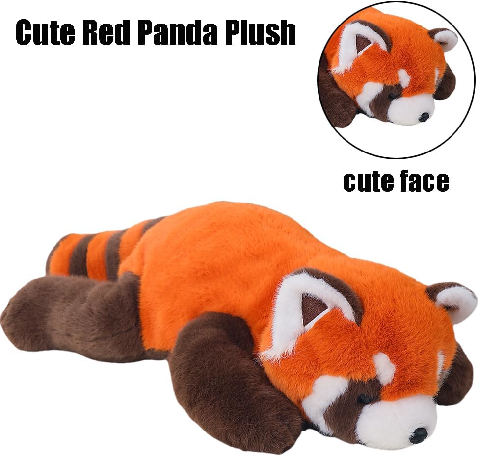 Red Panda Plush Stuffed Animal - Sleeping Plush Toy Pillow, Cute Hugging Plushie, Room Decor, Christmas Birthday Gifts for Kids Girls Boys (25.5in)