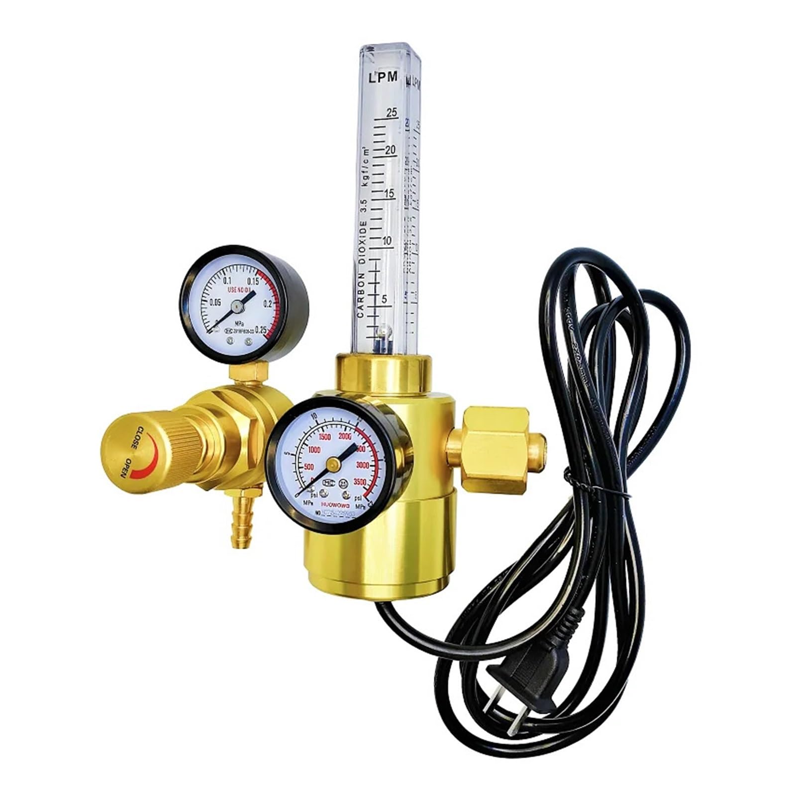 Regulador de CO2, Reductor calentado de dióxido de Carbono, medidores duales 110 for Soldador MIG/TIG(220)