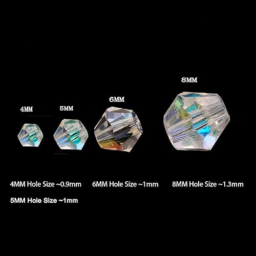 Miniatura 9 de YouLuo Cuentas de cristal de bicona, cuentas de cristal AB transparentes facetadas, cuentas espaciadoras sueltas a granel para manualidades,