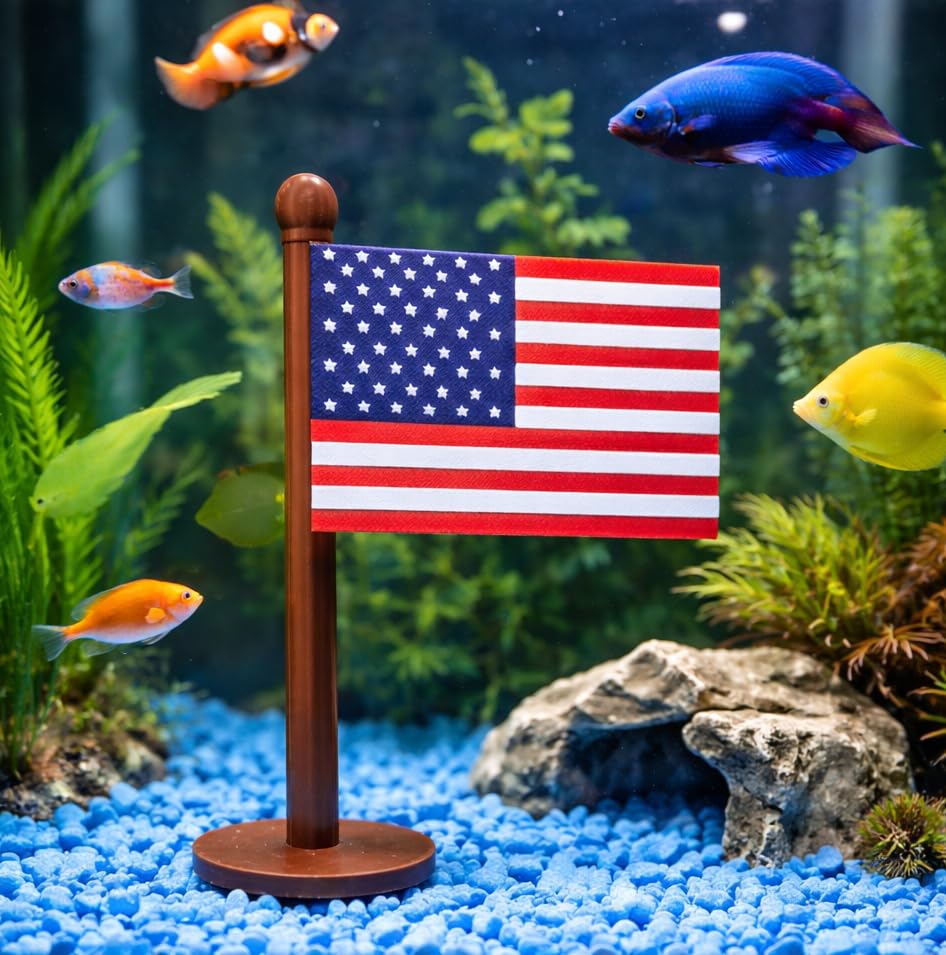 Aquarium Decor American Flag Fish Tank Decorations Fish Tank Accessories Aquarium Accessories 4th of July Decor Memorial Day Decor Aquarium : Pet Supplies