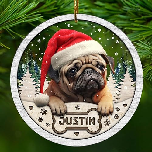 Miniatura 49 de Adorno personalizado de Yorkie para Navidad, adornos personalizados con nombre de mascota, adornos acrílicos para colgar en el árbol de la puerta