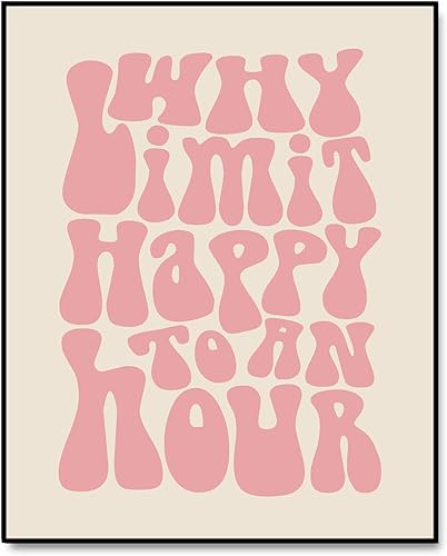 Why Limit Happy To An Hour, cartel retro de bar, divertido arte de pared, decoración de bar, arte de pared de bar, decoración de restaurante,