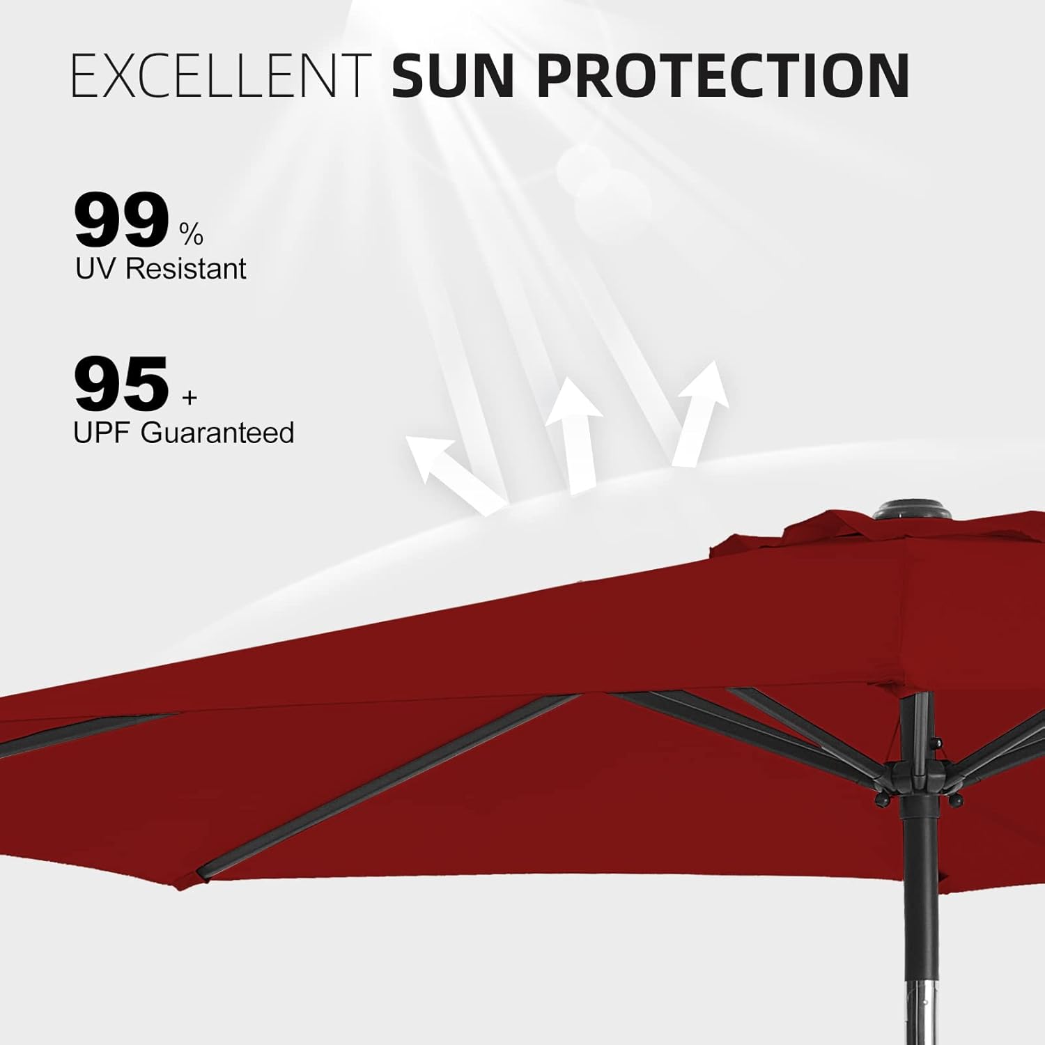 wikiwiki 9 FT Patio Umbrella with 21 Pound Bronze Umbrella Base for Garden, Lawn, Deck