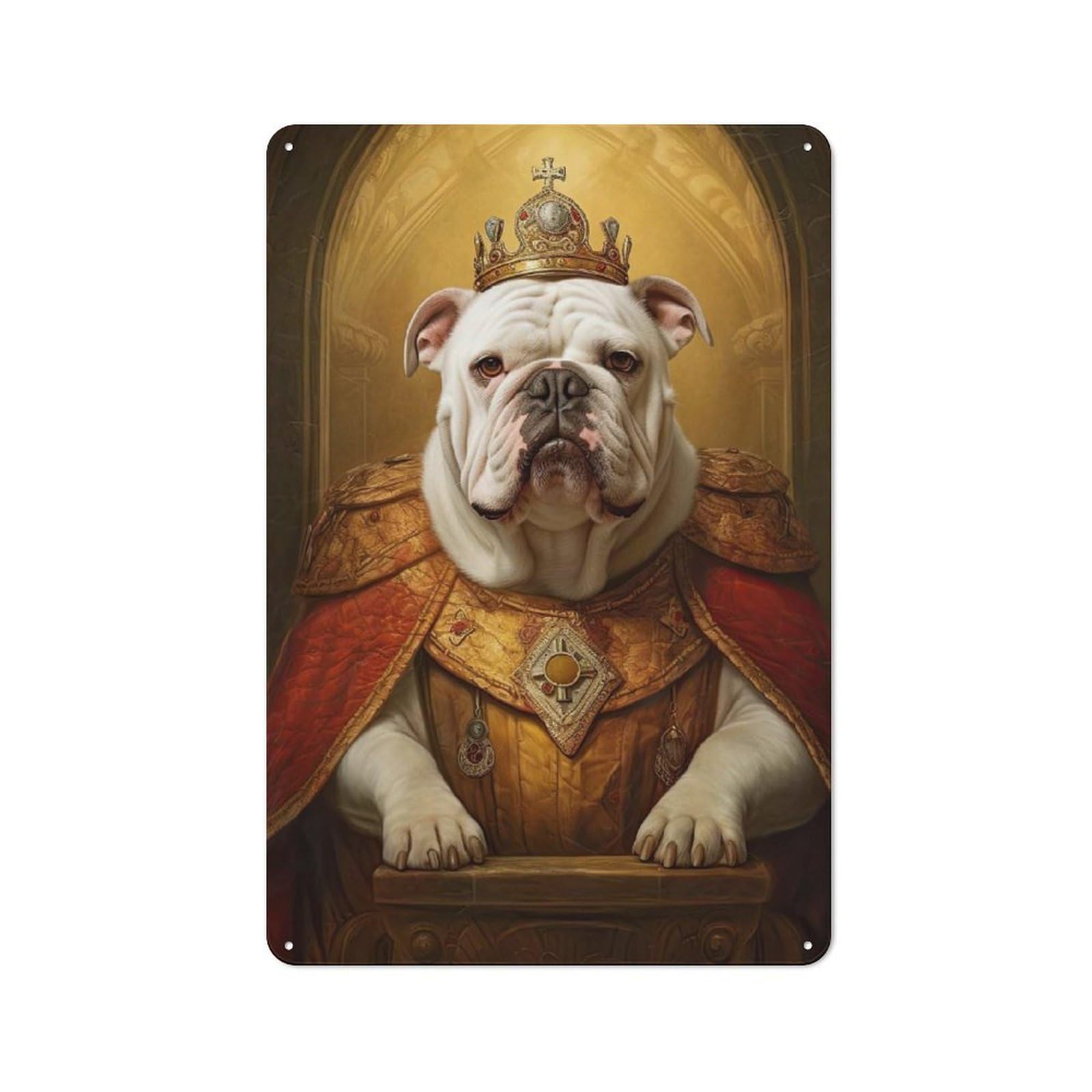 Understated Office Metal Sign 30x20cm Featuring English Bulldog The Pope, Studio Wall Plaque for Office, Study, Studio Or Hallway