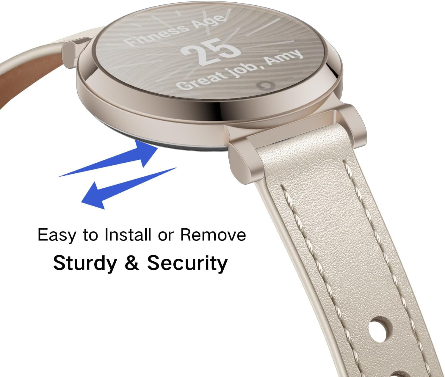 Leather Slim Bands Compatible with garmin lily 2, Leather with Charms, Feminine Design for garmin lily 2 watch Band