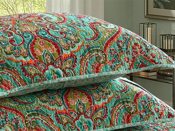 NEWLAKE Cotton Bedspread Quilt Sets-Reversible Patchwork Coverlet Set, European Gorgeous Floral Pattern, Queen Size - Image 7