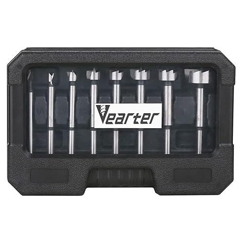 Miniatura 1 de Juego de brocas Forstner de 8 piezas, vástago redondo de 14 a 1-38 pulgadas, kit de taladro de madera multicara, herramienta de sierra de agujero