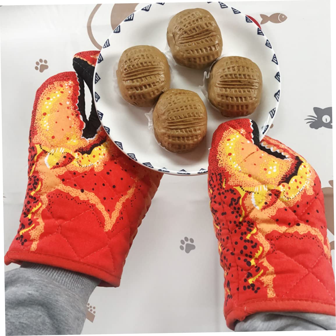 Grappige Kreeft Klauw Oven Handschoenen Hittebestendige Dikke Voering Kookhandschoenen Keukengereedschap
