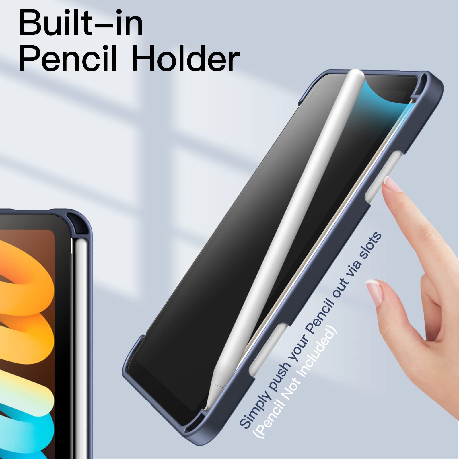 Custodia JETech Per IPad Mini 7/6 (2024/2021) - Cover Sottile Con Retro Rigido E Funzione Svegliati/Sonno - Nero - Foto 7