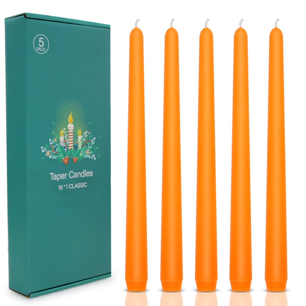 Photo 1 of [MINOR DAMAGE] 10 Inch Orange Taper Candles, 5 Pack Unscented Candlesticks for Dinner, Fall Harvest, Halloween, Seasonal Celebration and Home Decoration
