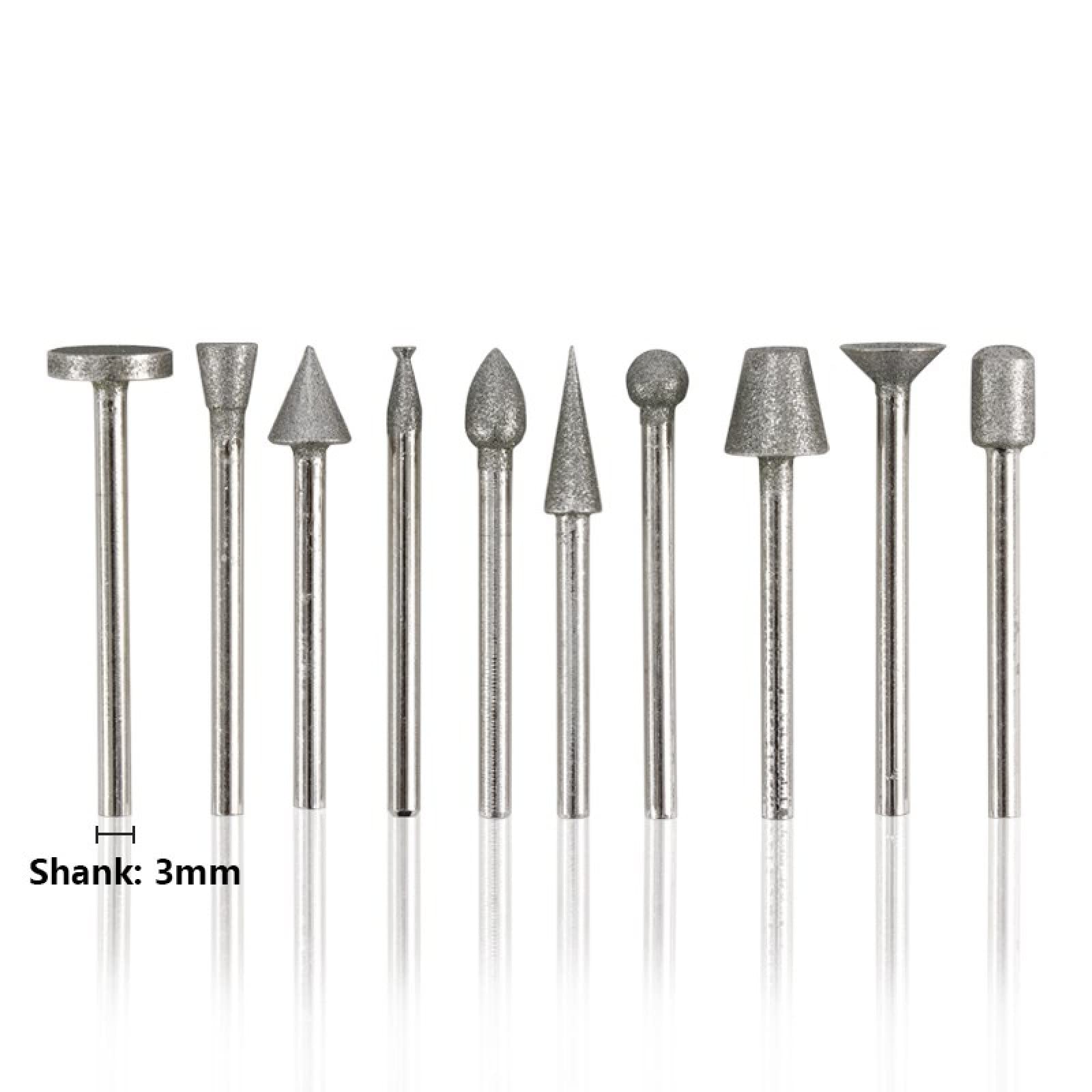 50-teiliges Diamant-Schleifkopf-Set 3,0-mm-Schaft-Schleifstifte Für Abrasive Rotationswerkzeuge Schleifkopf-Diamant-Frässtift-Set