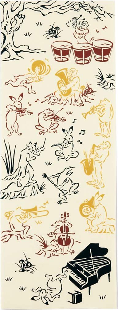 Miyamoto-Towel Kenema Made in Japan Injection Hand Towel 13.8 x 35.4 inches (35 x 90 cm) Birds and Beasts Playful Orchestra 50157 : Home & Kitchen