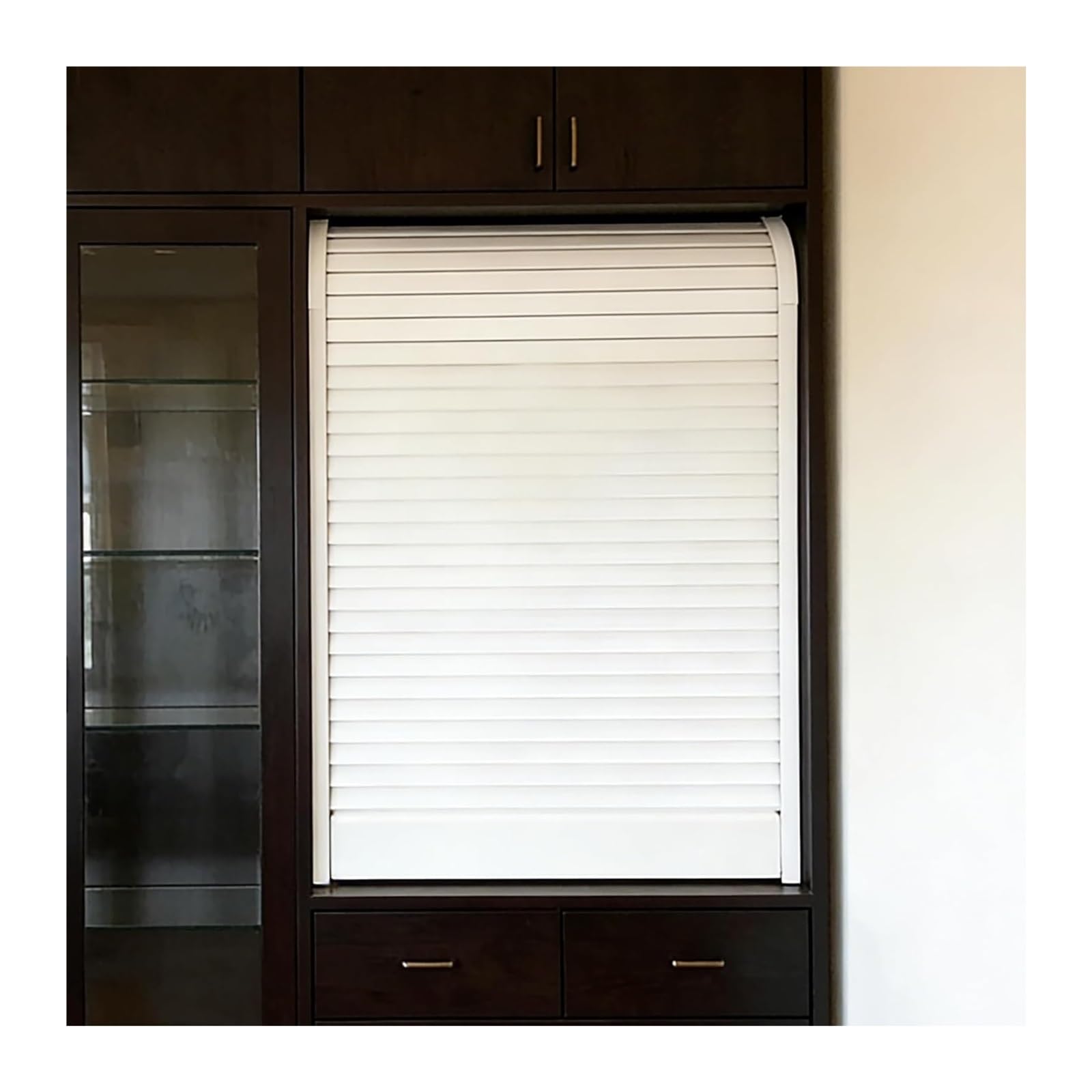 Accordion Folding Door Kit, Retractable Tambour Door Kit Tracks Handle DIY Storage Closet Multiple Sizes(20x20in/50x50cm)