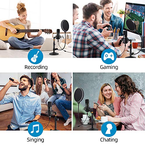 Podcast USB microfono per PC, microfono professionale in metallo per computer portatile 192kHz/24bit Studio cardioide kit condensatore , per Skype Youtuber