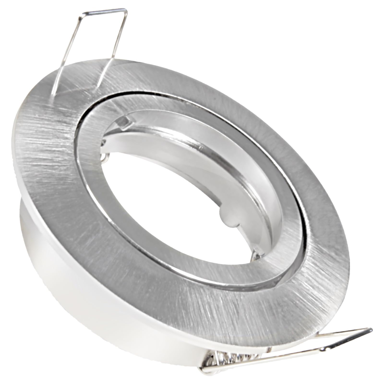 6er Set LED o. Halogen Einbaustrahler Timo für 12V und 230Volt Farbe: Edelstahl gebürstet (ohne Leuchtmittel) inkl. 230Volt GU10 und 12Volt MR16 Fassung. Spot Rund für Lochausschnitte von 68-76 mm.