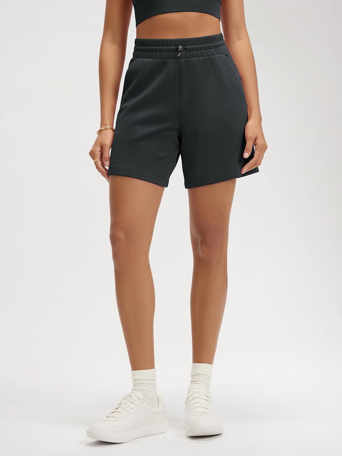 ODODOS Modal Soft Relaxed Shorts for Women Adjustable Shockcord High Waist Casual Shorts with Pockets - 4" / 6" Inseam