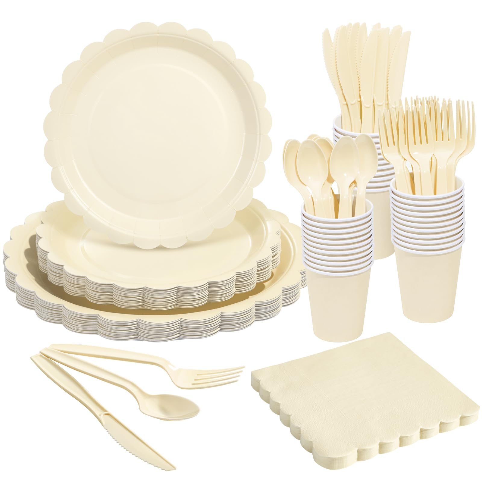 Goodluck Ivory Disposable Plates - 350PCS Party Set -12