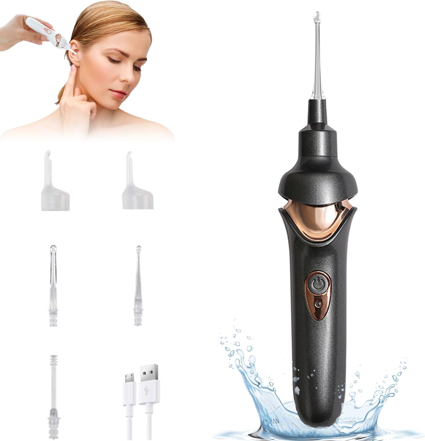 Tweddy Smart Earwax Remover,Tweddy Earwax Remover,Tweedy Ear Wax Removal,Tweddy Smart Ear Wax Vacuum,Earwax Removal Kit with Light,Pain Free Ear Vacuum Wax Remover for Children Adult (Black)