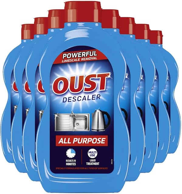 Oust Powerful All Purpose Liquid Descaler, Limescale Remover  Ideal for Kettles, Coffee Machines, Irons and Shower Heads (500 ml x8), multicoloured