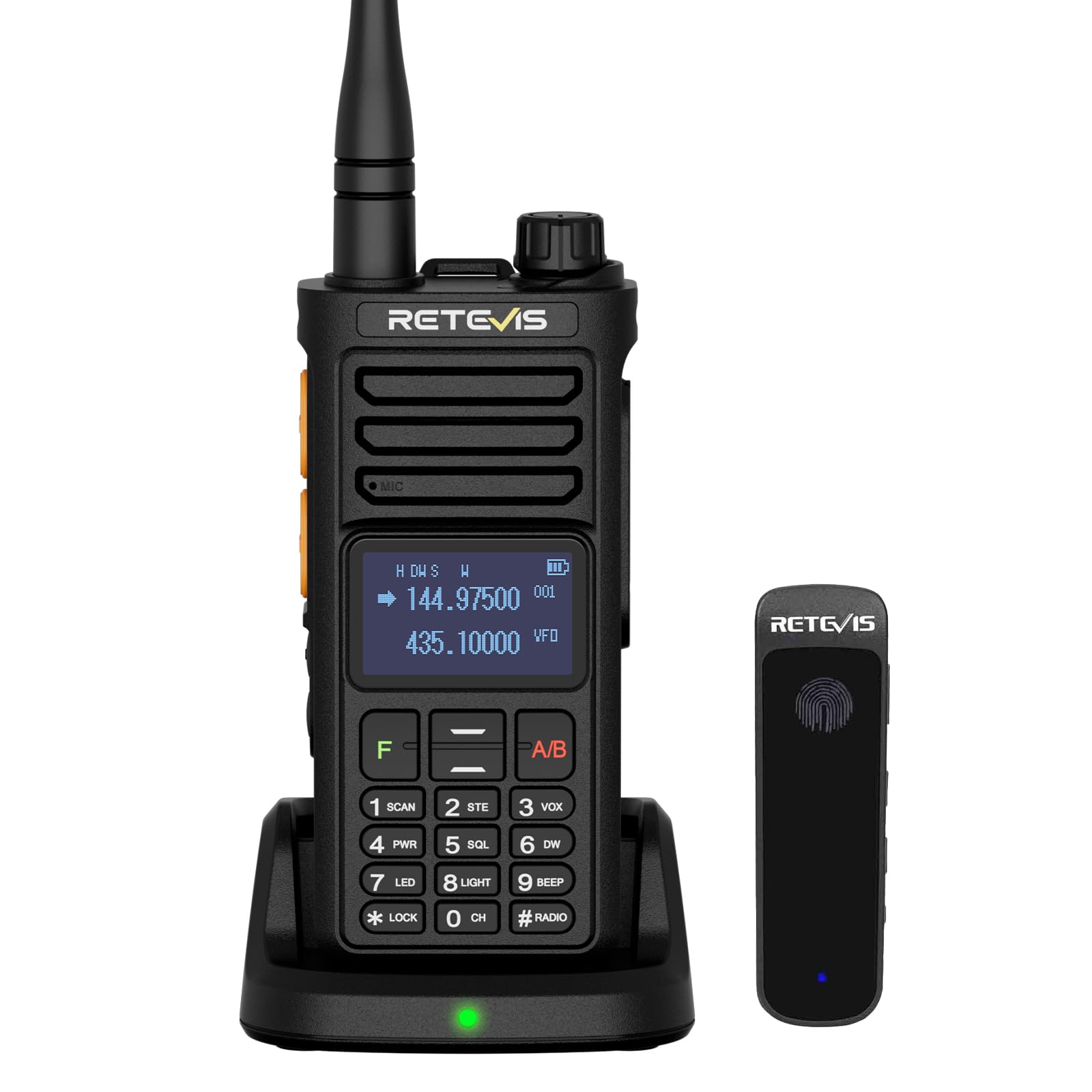 Retevis Ailunce RA89R Ricetrasmittenti con cuffie, Controllo App, Ripetitore Temporaneo Walkie Talkie, AM/FM, Trasferimento Dati Type-C, 2800mAh, per Appassionati(1 pezzo,1 auricolare)
