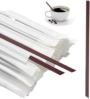 Independent Packaging Three Hole Coffee Stirrers Sticks,2 in 1 Disposable Plastic Coffee Straw for Coffee Milk Tea Cocktail Party Drinking (Brown 9 Inches)