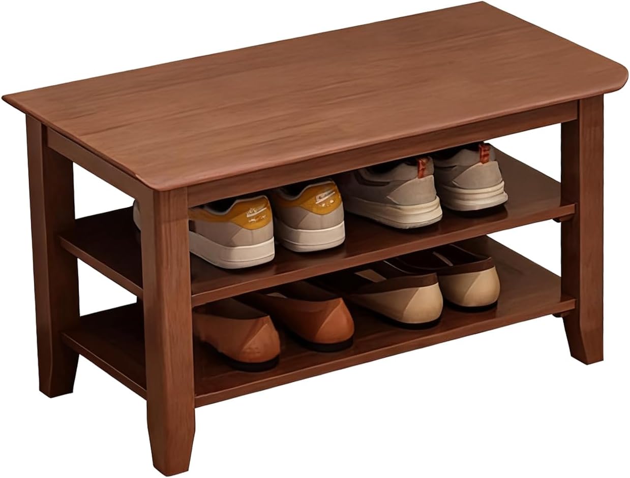 Shoe Rack Bench for Front Door Entrance, Solid Wood Shoe Bench for Closet, Entryway, Mudroom, Hallway, 23.62 inches