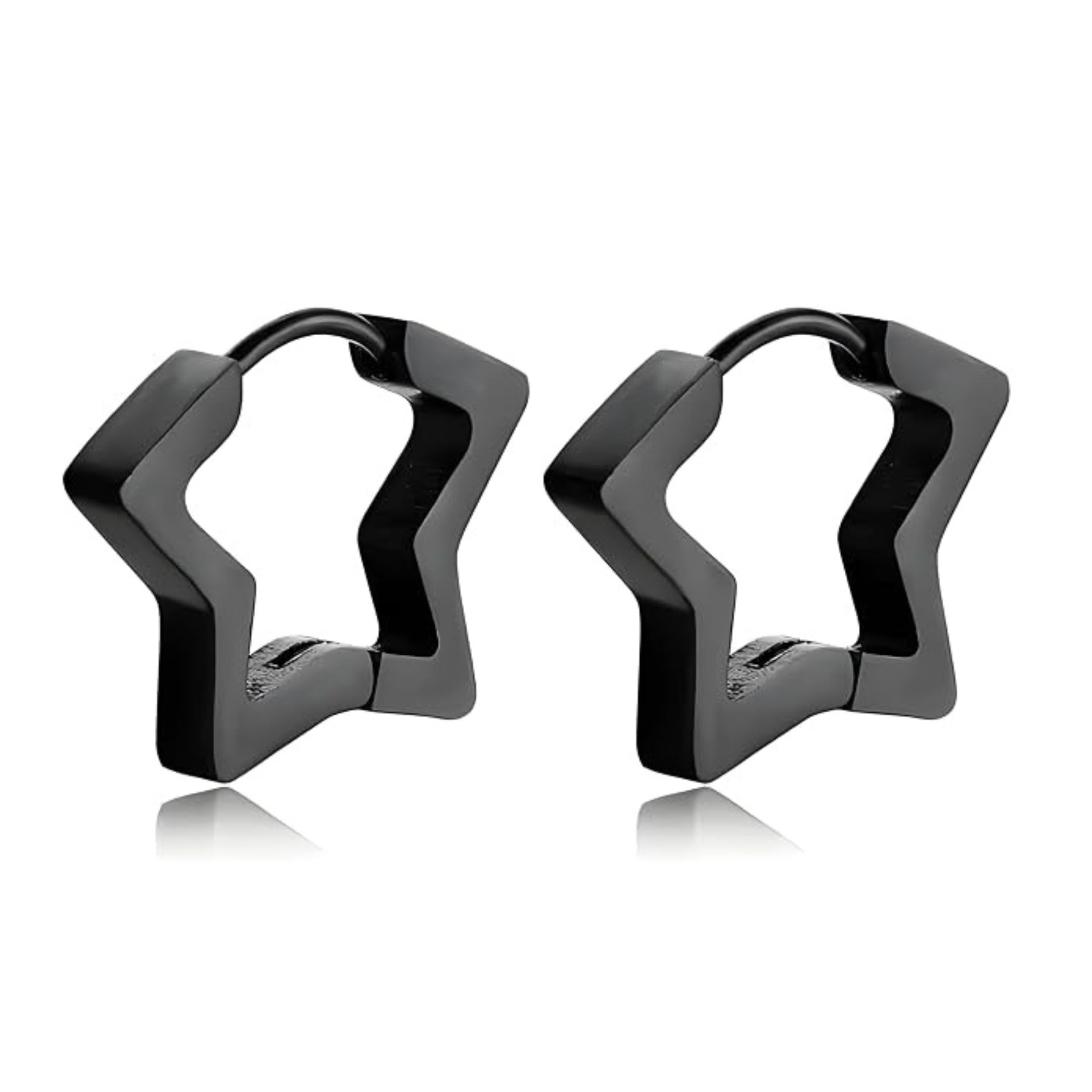 THE MEN THING BLACK STARZ - Pure Titanium Steel Hoop Earrings for Men & Boys (2pcs)-picture-10