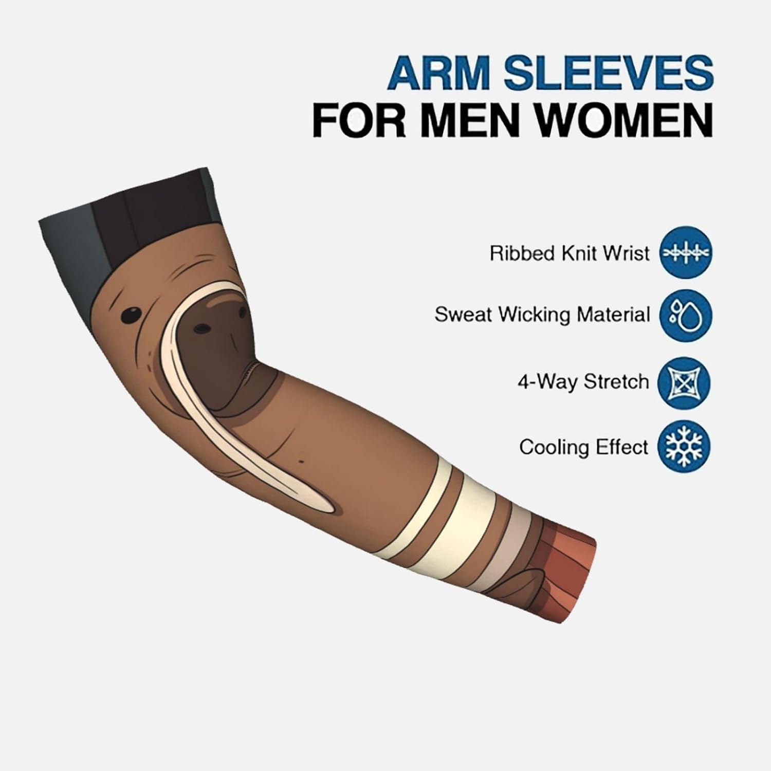 Cooling Arm Sleeves UPF 50+ UV Sun Protection Arm Covers, Straight Style | Walrus Sports Arm Sleeves For Women Men, Seamless Compression Ice Silk Sleeves, Tattoo Cover