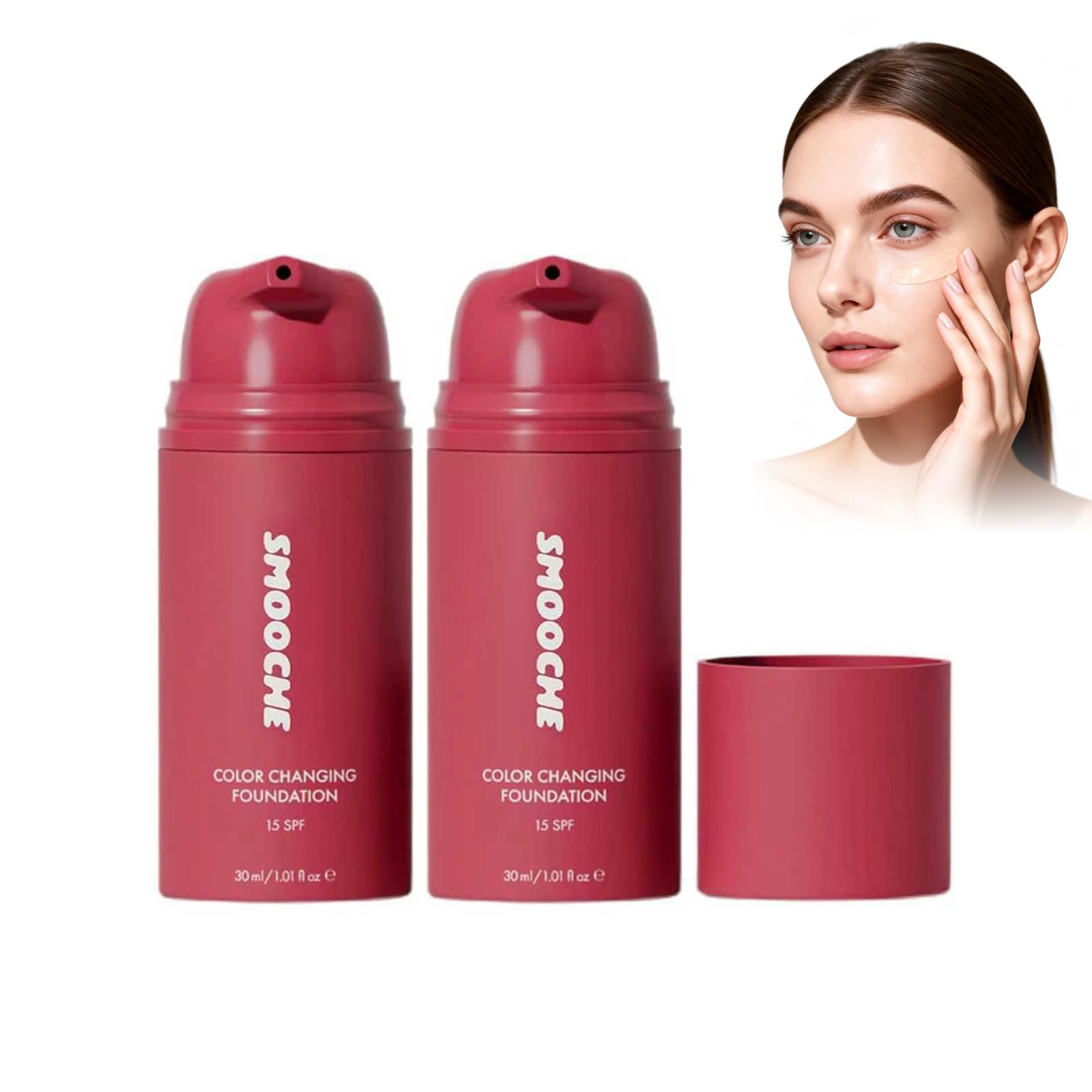 Smooche Color Changing Foundation Korean for Women, Skin Tone Adapting Liquid Foundation for All Skin Types, Self Adjusting Natural Finish, Blurs Imperfe (1PC) — view 8