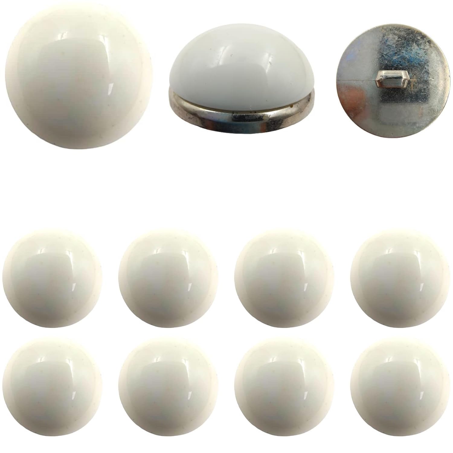 Ani Accessories Round Shank Button for Clothes Double Breasted Coat Blazer Suit Bandhgala Sherwani and Indian Dresses Sports Coat (Pack of 8, White)-picture-21